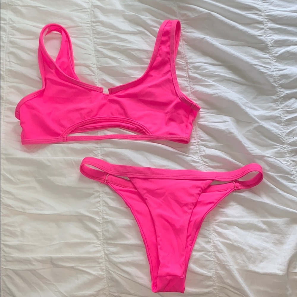 Hot Pink Cutout Bikini Set